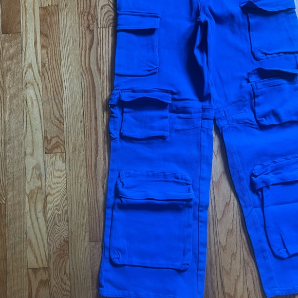 Fashion Nova Tokyo Nights High Rise Cargo Jeans Blue Size 7 NWT - Picture 8 of 13